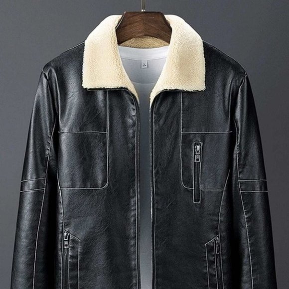 . Other - Black Mens Zip Up PU Leather Jacket